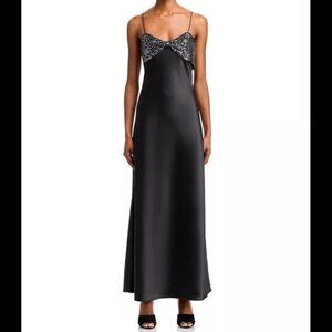 Lucy Paris Black Gown with Sequin Bow
